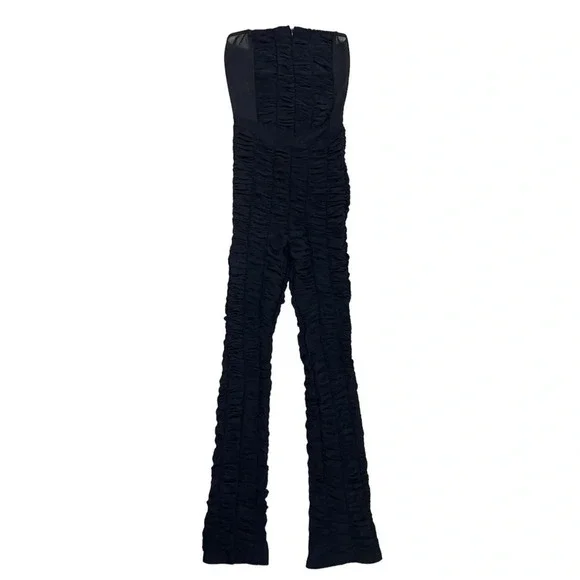 I.AM.GIA Ophelia Jumpsuit Ruched Mesh Strapless Stretch Black Sexy Chic Size S - Picture 5 of 14